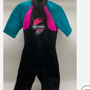 Women's Sea-doo Black Teal Pink Wet Suit - Size 13-14 Juniors